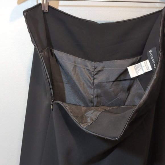 Bianca Nygard Pleated Satin Dress Pants Wide Leg High Rise Womens Size 12 Black - Picture 8 of 15